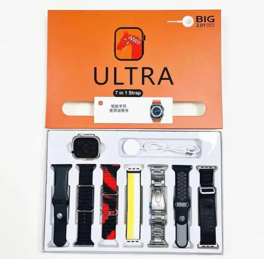 10 In 1 Ultra Smart Watch 2.1 Inch Full HD Screen Series 8 Wireless Charging 10 Straps & jelly cover Waterproof.