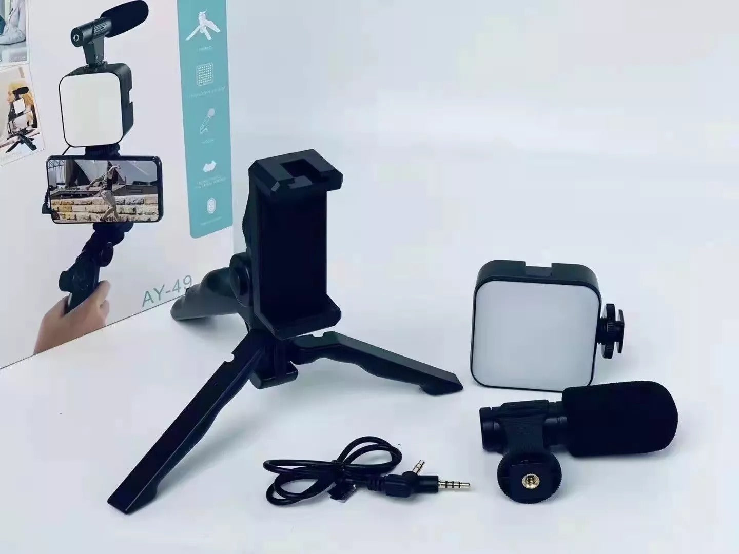 AY-49 Video-Making Kit Vlogging Tripod |  5 in 1 Complete Vlogging Kit